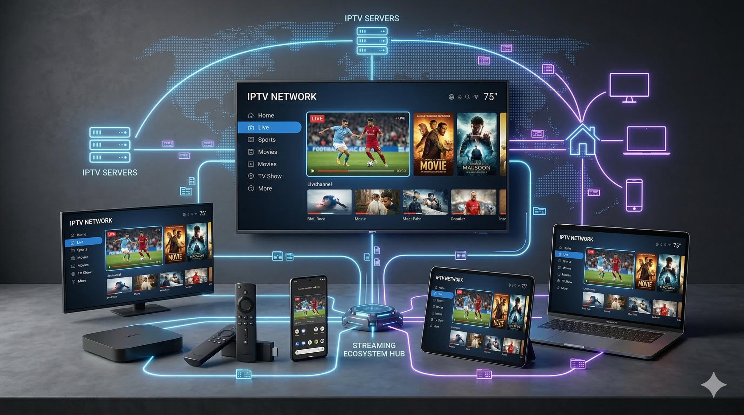 IPTV compatible devices including smart TV firestick phone tablet and PC